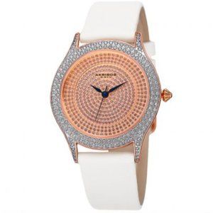 Akribos XXIV Women's Swarovski Crystal Glitter Leather Watch